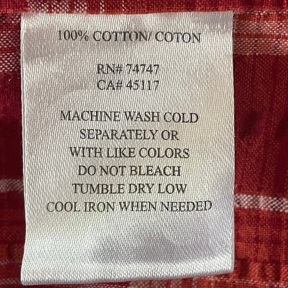 Hobbs Creek Mens XL Red Plaid Seersucker Button Down Shirt Short Sleeve Casual - Picture 8 of 8